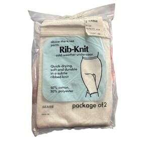 Vintage Sears Rib-Knit Cold Weather Underwear 2 Pack Above Knee Pants Large USA